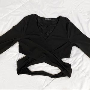 Black Wrap Crop Top